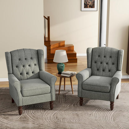 UIXE High Back Accent Chairs Set of 2, Upholstered Armchair in Fabric, Retro Wingback Arm Chair for