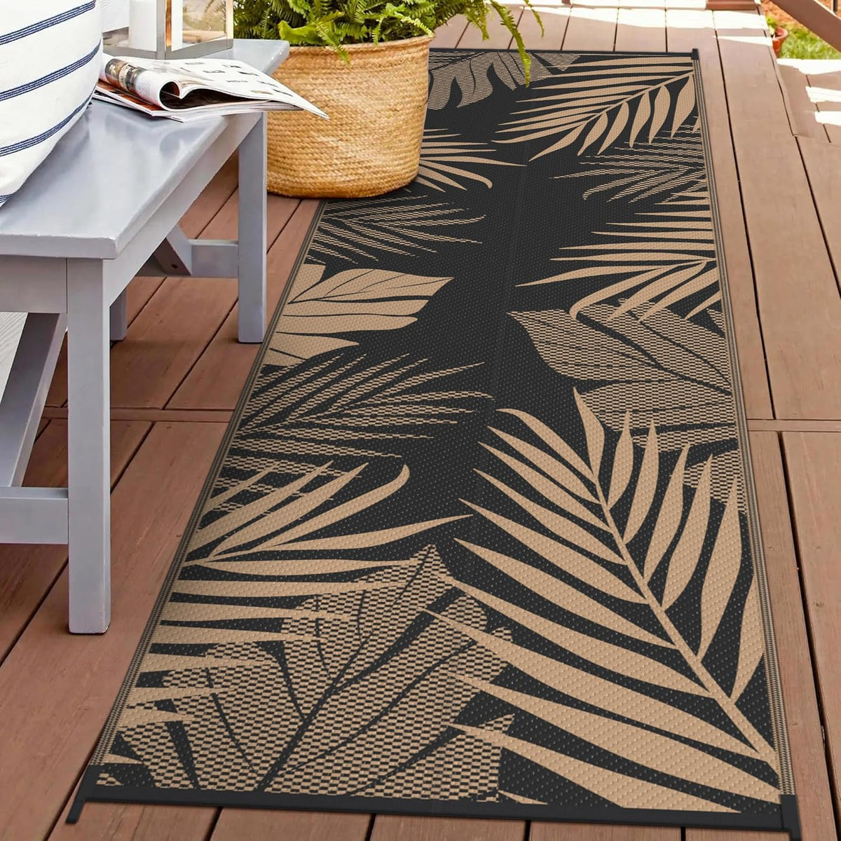 GENIMO Outdoor Rug 2.5' x 8' Waterproof for Patios Clearance, Reversible Outdoor Plastic Straw