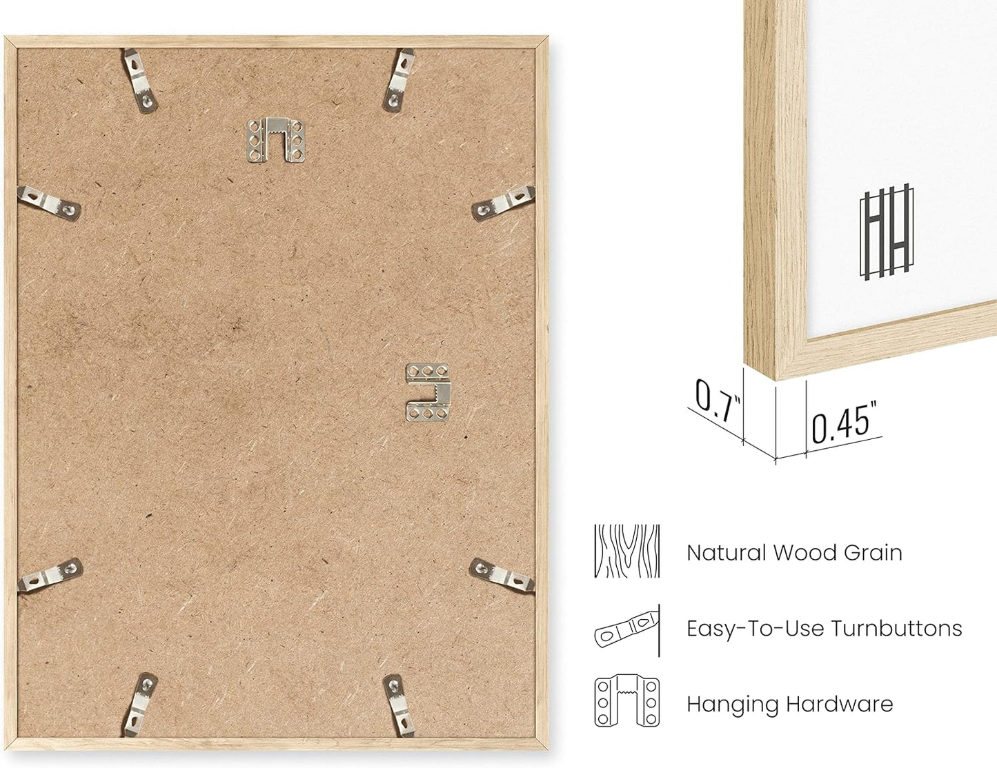 Haus and Hues 16x20 Natural Oak Wood Picture Frames Set of 15 - Premium Bulk Picture Frames 16x20