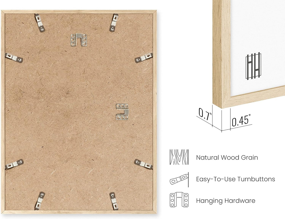 Haus and Hues 8x10 Natural Oak Wood Picture Frames Set of 15 - Premium Bulk Picture Frames 8x10
