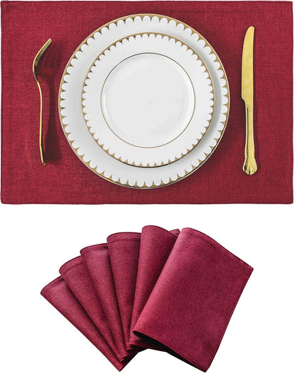 Home Brilliant Placemats Set of 6 Red Place Mats Decoration Heat Resistant Dining Table Place Mats