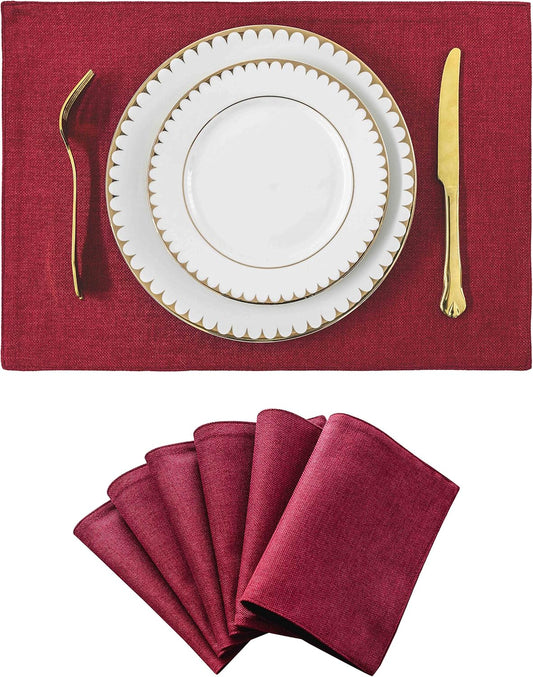 Home Brilliant Placemats Set of 6 Red Place Mats Decoration Heat Resistant Dining Table Place Mats
