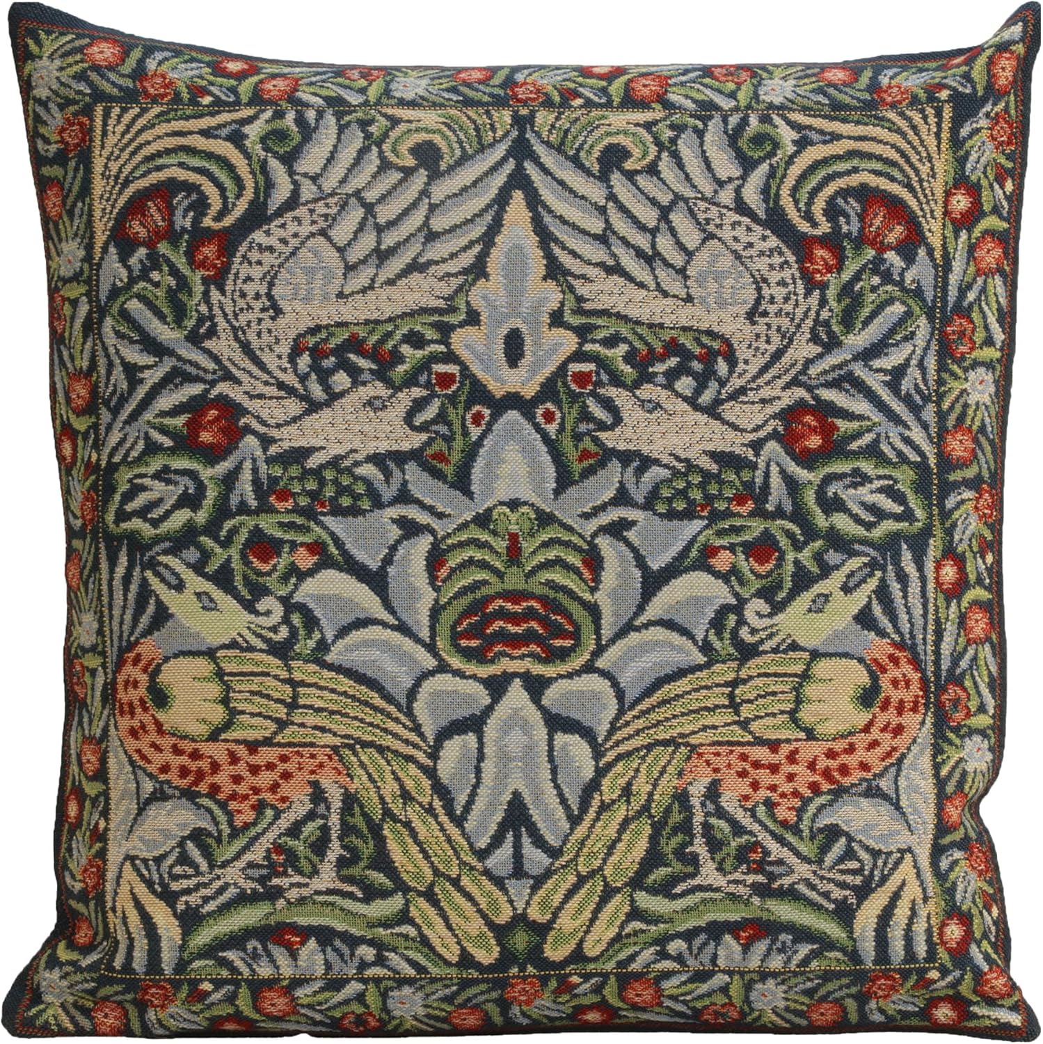 Charlotte Home Furnishings Throw Pillow Covers 16x16 in, Blue Peacock Decorative Couch Pillow