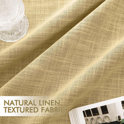 MIULEE Yellow 100% Blackout Linen Curtains 96 Inch 2 Panels Set Double Sided No Coating Pinch