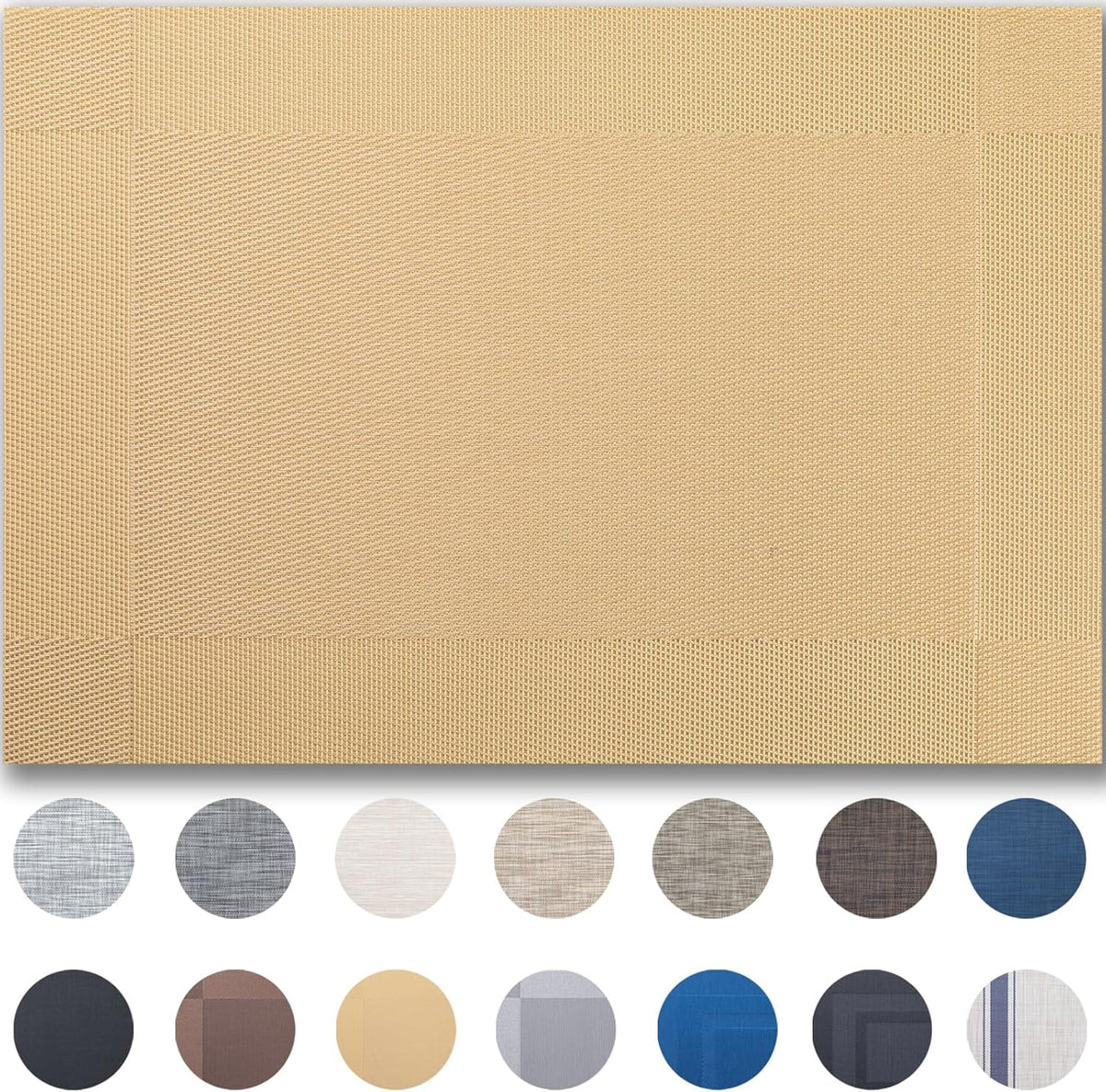 Placemats Set of 12 - Easy Clean Woven Vinyl Placemats for Dining Table, Indoor/Outdoor Place Mats