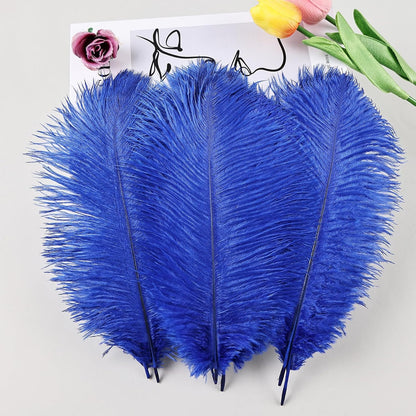 THARAHT Blue Ostrich Feathers 12pcs Natural Bulk 8-10Inch 20cm-25cm for Crafts Wedding Party