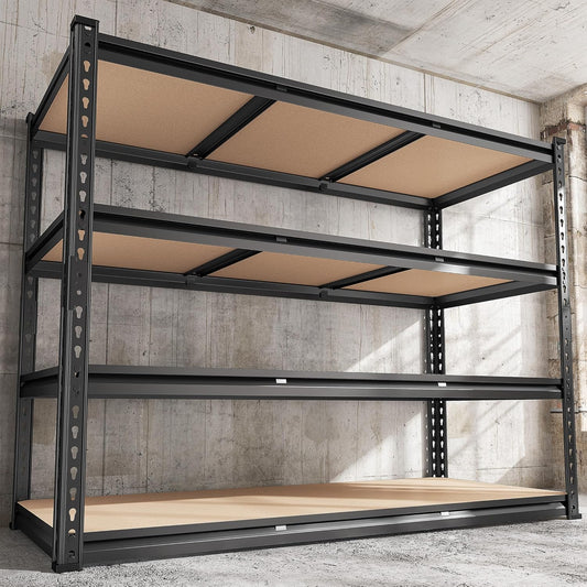 REIBII 48" W Garage Shelving Heavy Duty 2550 LBS Storage Shelves 4 Tier Heavy Duty Shelving