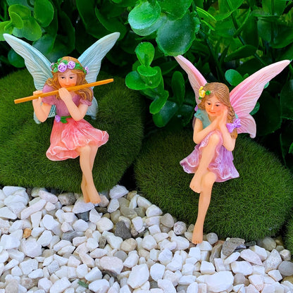Mood Lab Fairy Garden - Miniature Fairies Figurines - Sitting Girls Set of 2 pcs - for Outdoor or