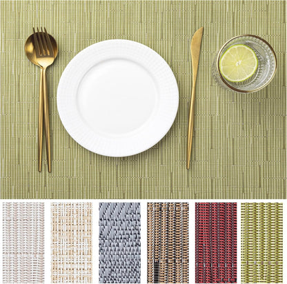 LEXMORE Placemats Set of 12 Vinyl/Plastic Woven Place Mats for Kitchen Table Indoor/Outdoor
