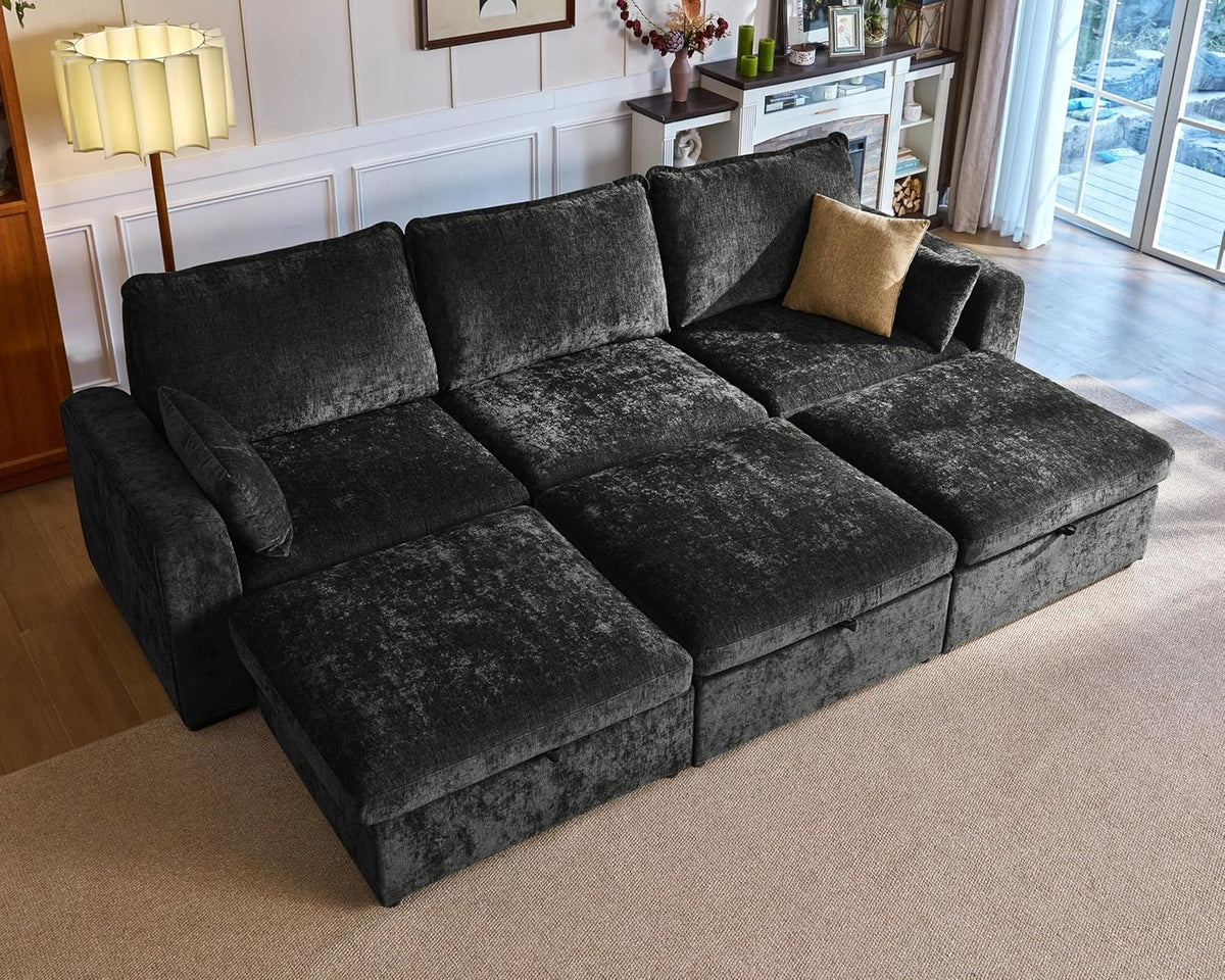 Oversized Modular Sofa Comfy Cloud Couch with Storage, Extra Deep Plush Sectional Sofa Set for
