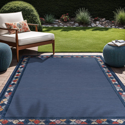 Beverly Rug Outdoor Rug 8x10 Modern Bordered Area Rugs for Indoor and Outdoor Patio Easy to Clean