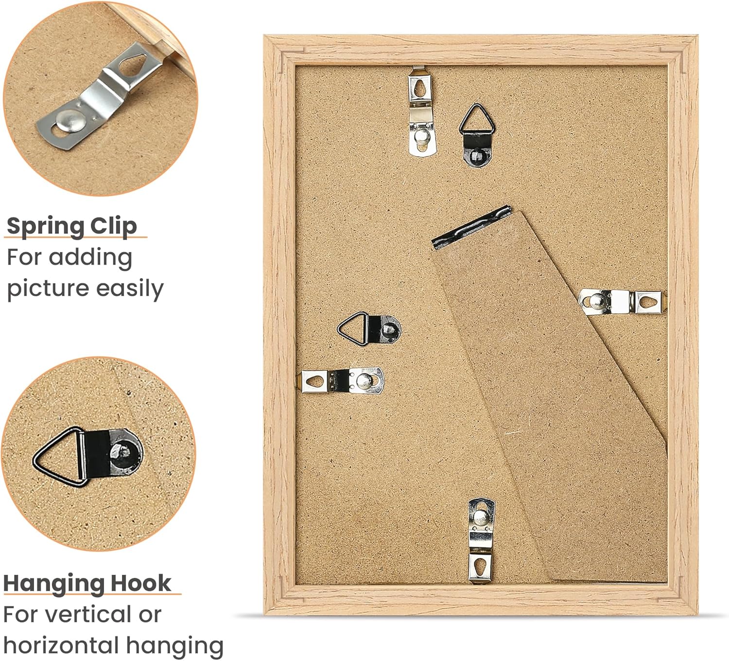 upsimples 5x7 Picture Frame, Natural Solid Wooden Picture Frames, Display 4x6 with Mat or 5 x 7