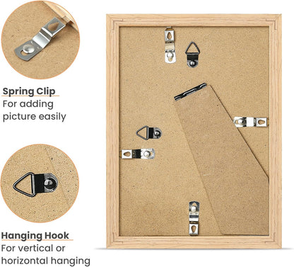 upsimples 5x7 Picture Frame, Natural Solid Wooden Picture Frames, Display 4x6 with Mat or 5 x 7