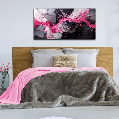 GUGIKA Abstract Wall Art for Living Room, Pink Canvas Wall-Art for Girls Bedroom, Print Paintings