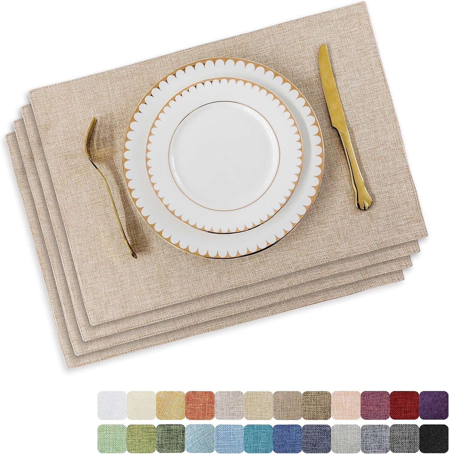 Home Brilliant Placemats Set of 4 Heat Resistant Dining Table Place Mats Plate Mat Cloth Placemats