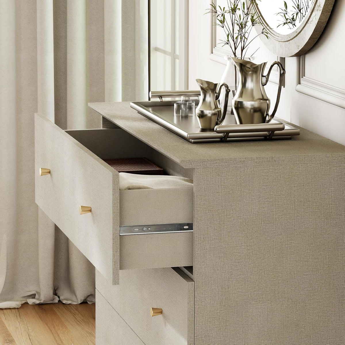 WAMPAT Dresser with 6 Drawers for Bedroom, 70.8" Wide Wooden Chest of Drawers, Modern Closet