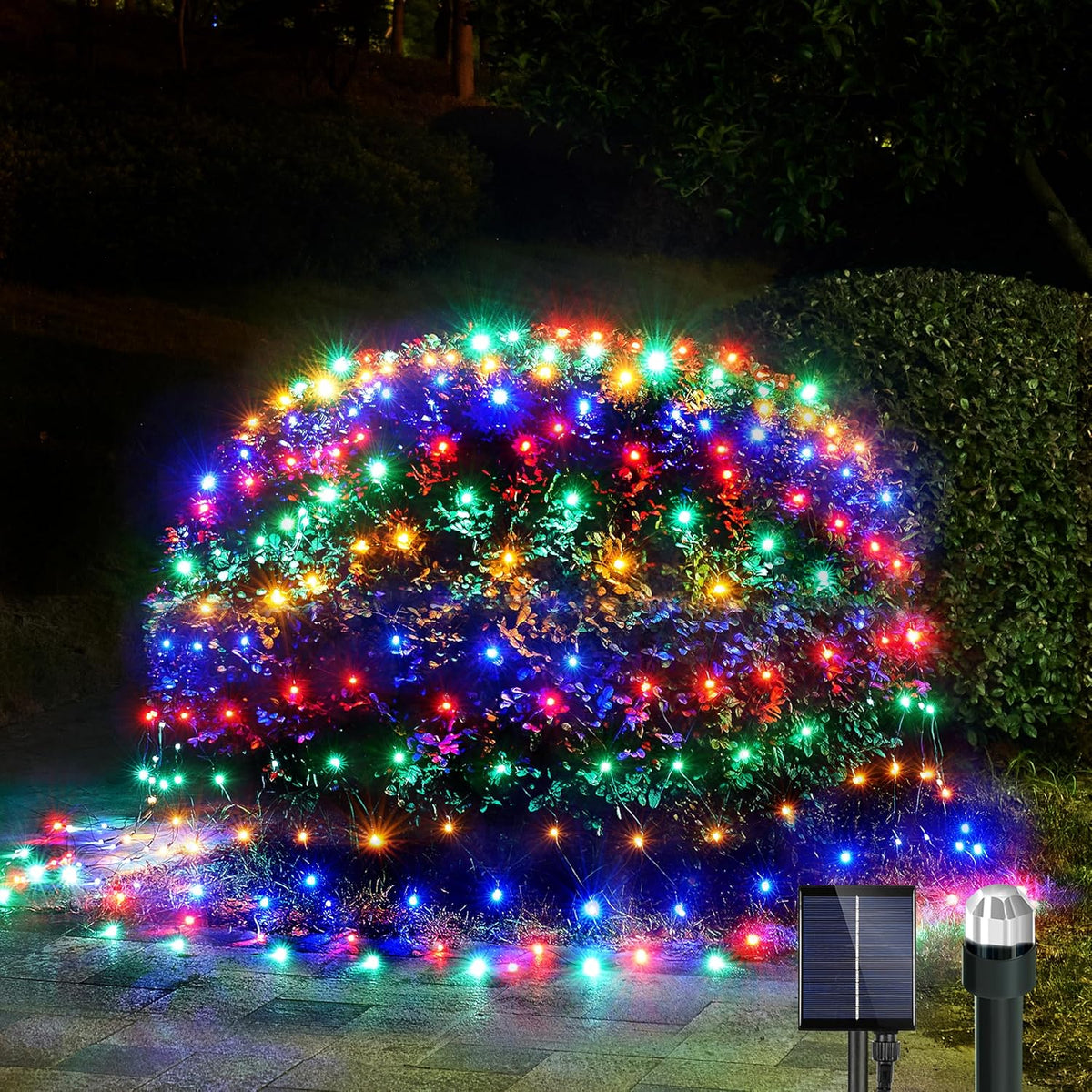 WBao Solar Christmas Lights Outdoor 200LED F8 Big Bulbs, 8.4ft x 5.2ft Christmas Net Lights with
