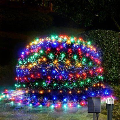 WBao Solar Christmas Lights Outdoor 200LED F8 Big Bulbs, 8.4ft x 5.2ft Christmas Net Lights with