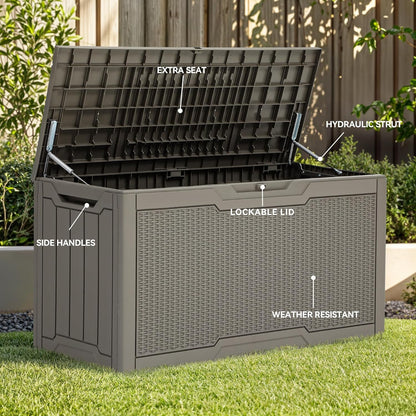 YITAHOME 80 Gallon Outdoor Storage Box, Large Water Resistant Resin Deck Box, Indoor Outdoor