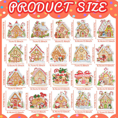 Tondiamo 20 Pcs Christmas Diamond Painting Keychain Kits 5D DIY Diamond Art Pendants Double Sided