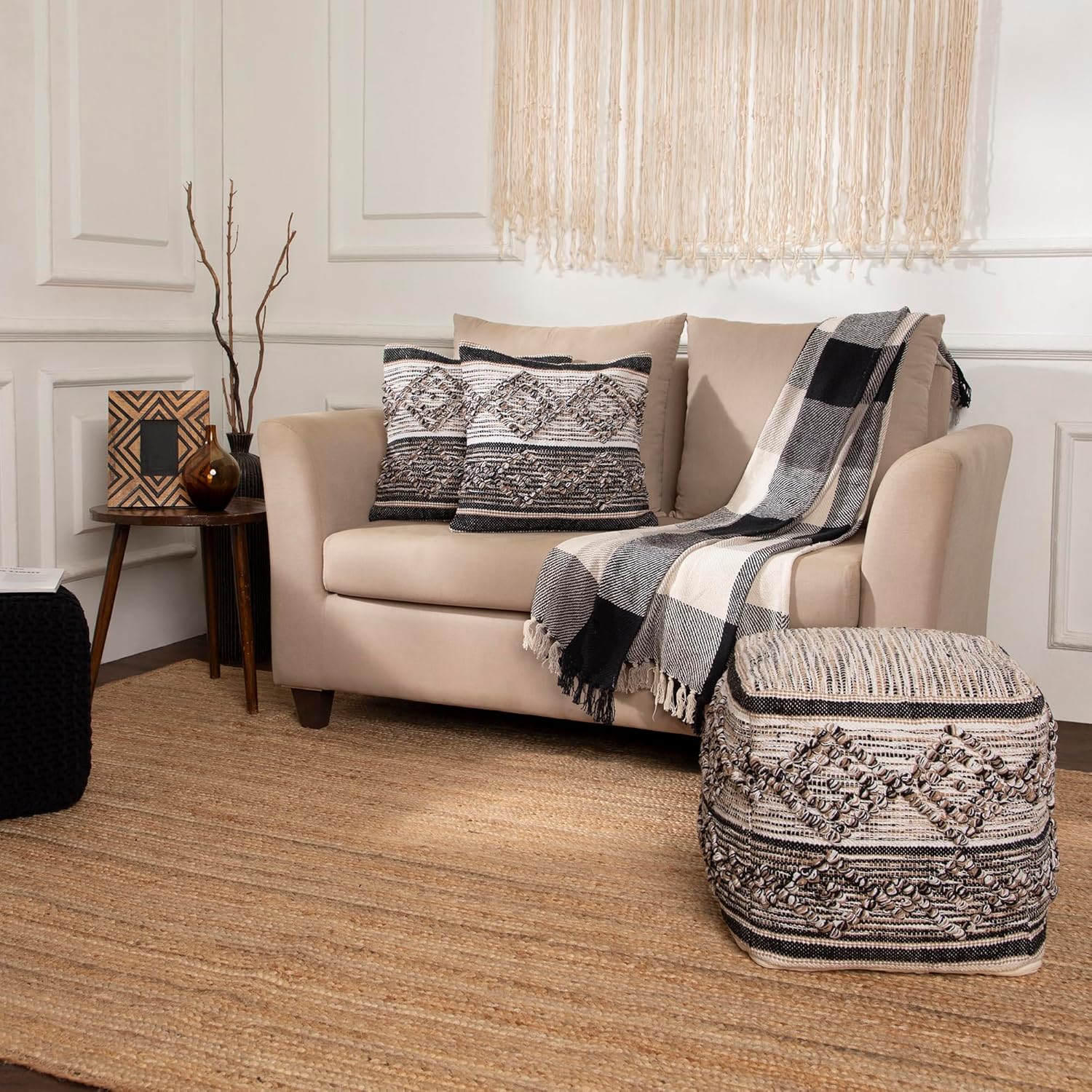 REDEARTH · Tufted Pouf Ottoman with Filler Textured Storage Cube Bean Bag Pouffe Footrest for