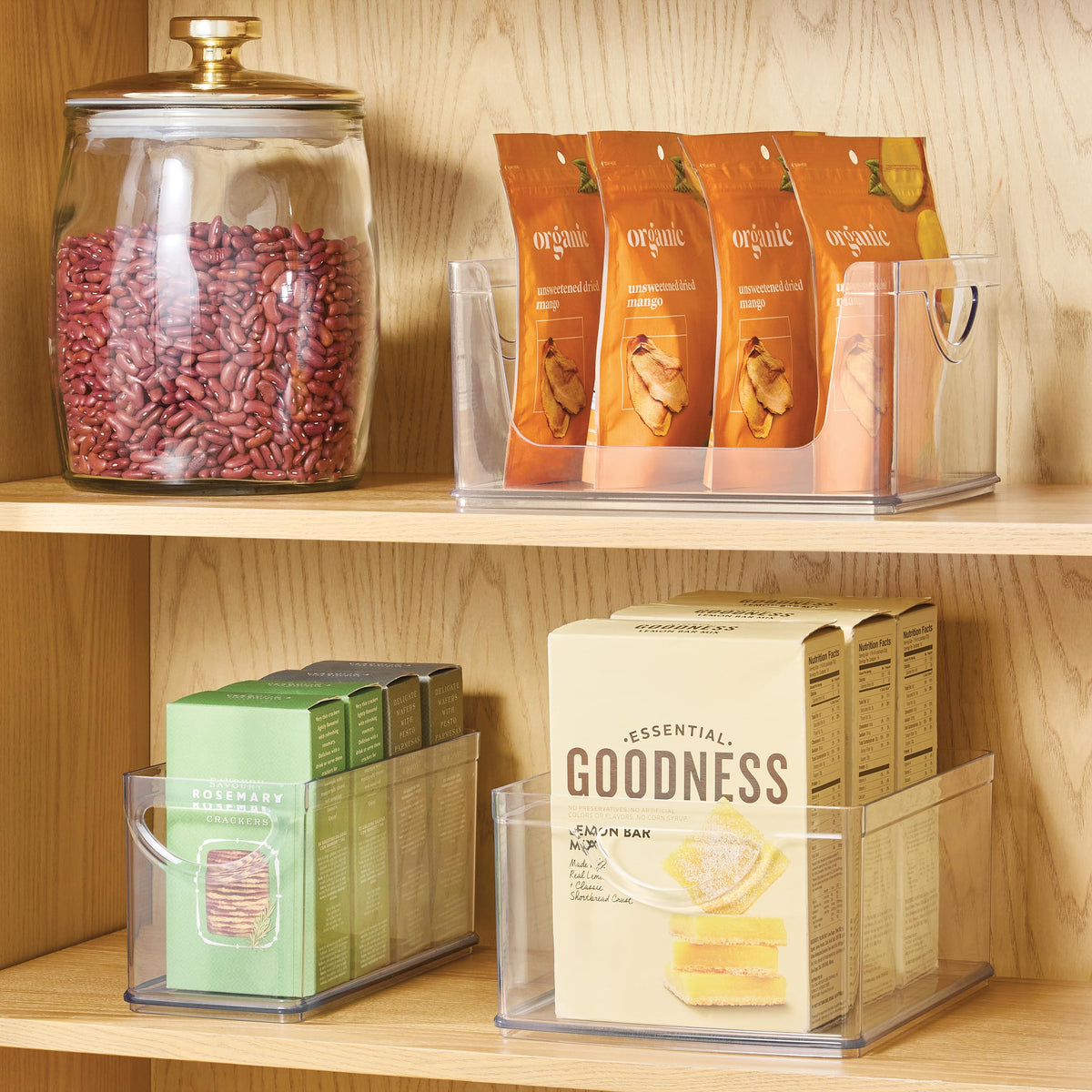 iDesign Plastic Stackable Kitchen Cabinet Storage Bin, Clear