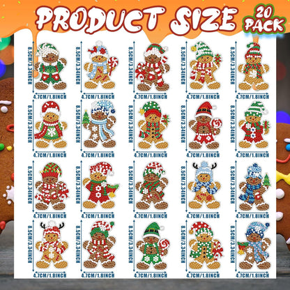 Tondiamo 20 Pcs Christmas Diamond Painting Keychain Kits 5D DIY Diamond Art Pendants Double Sided