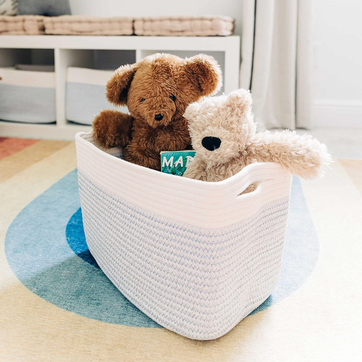 OrganiHaus Set of 3 Woven Storage Baskets for Organizing, Cotton Rope Organizer Bins for Shelves