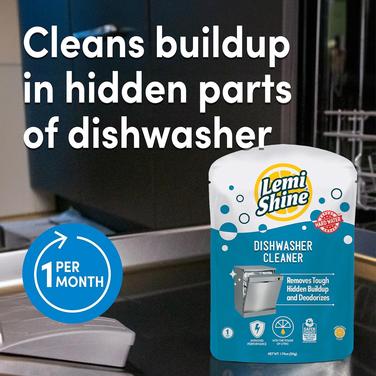 Lemi Shine Natural Dishwasher Cleaner - Dishwasher Cleaner and Deodorizer Powered by Citric Acid