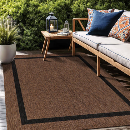 Bordered Outdoor Rug 6x9 Washable Outside Carpet for Indoor Patio Porch Waterproof Easy Cleaning