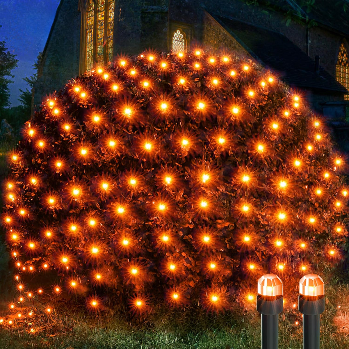 WBao Halloween Lights Outdoor 200LED F8 Big Bulbs, 8.4ft x 5.2ft Halloween Net Lights with 8 Modes