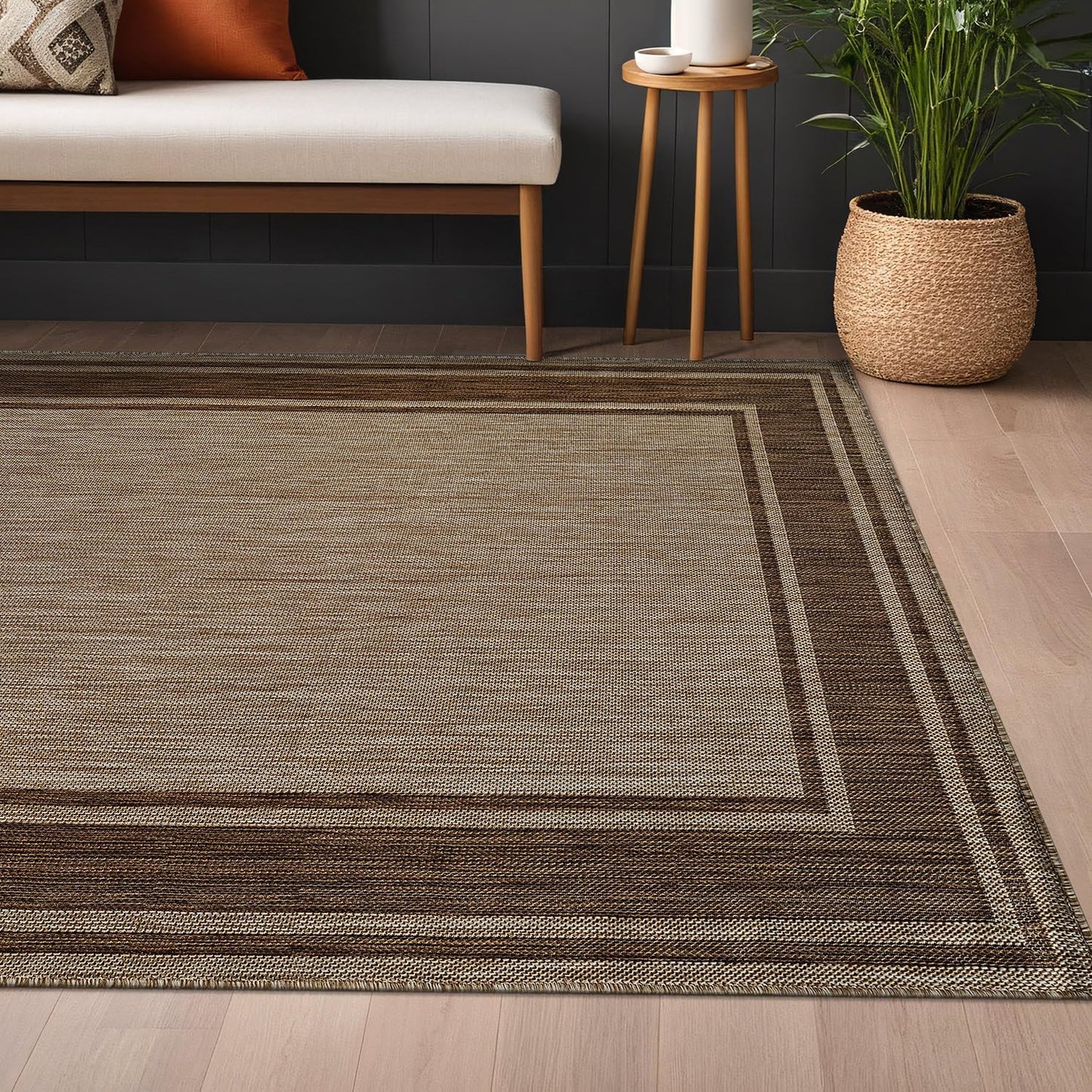Beverly Rug Large Outdoor Rug 9x12 Modern Bordered Area Rugs for Indoor and Outdoor Patio Deck