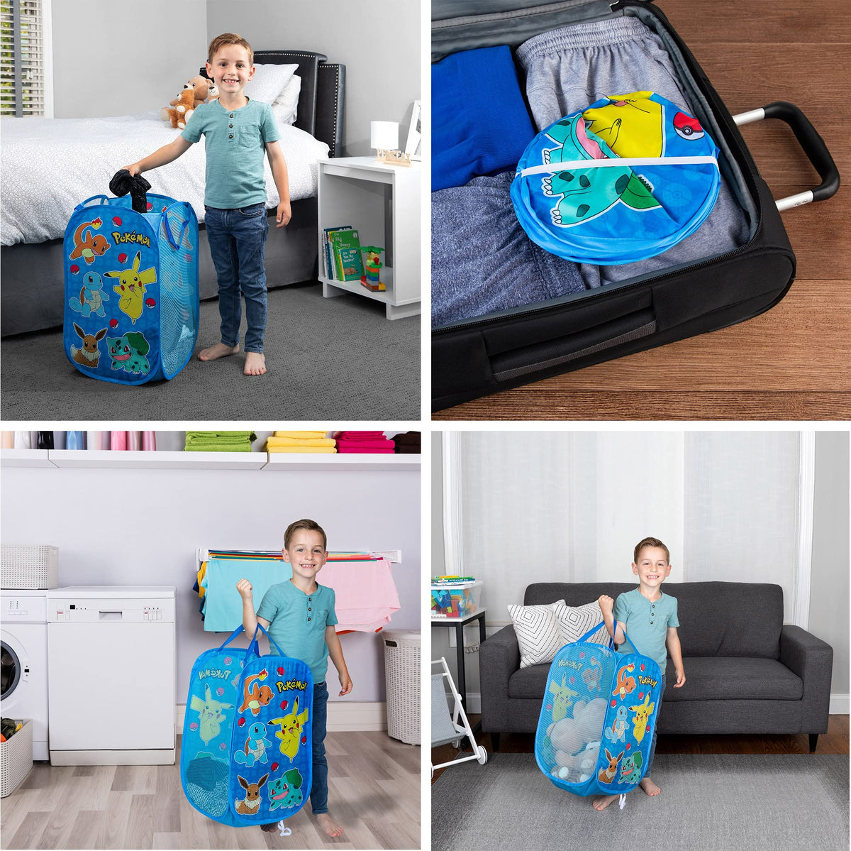 POKEMON Kids Room Collapsible Storage Bin Pop Up Hamper, One Size, (Officially Licensed Product) by