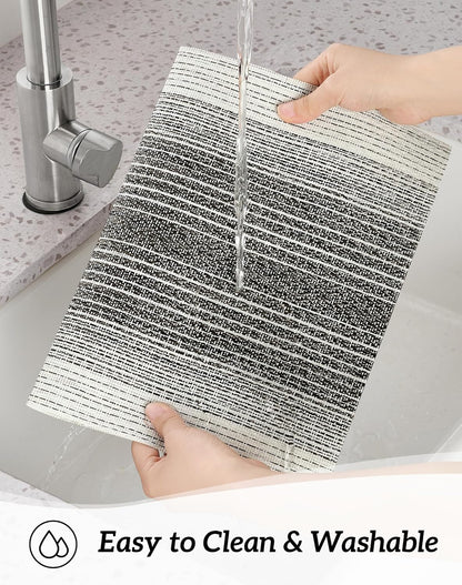 Leetaltree Black with White Woven Placemats Set of 8 - Heat Resistant Non-Slip Place mats for