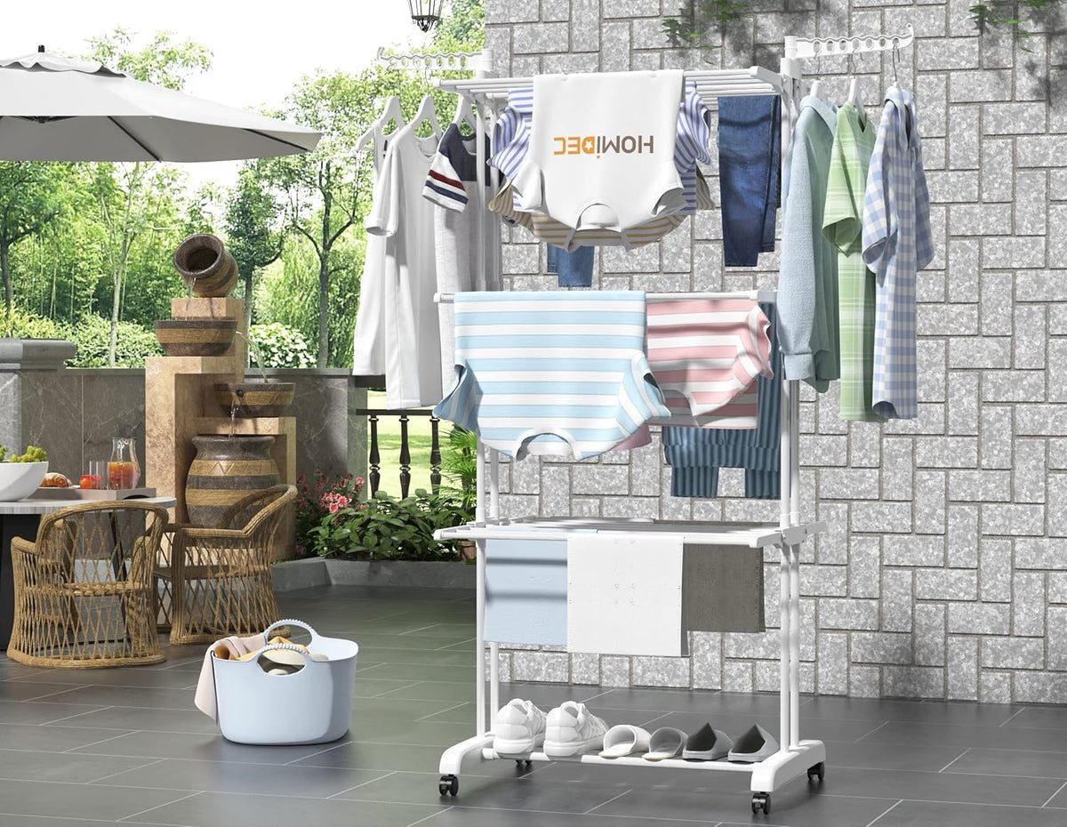 HOMIDEC Clothes Drying Rack, Large 4-Tier Foldable Drying Rack Clothing(67.7H x 19.7W x 30L