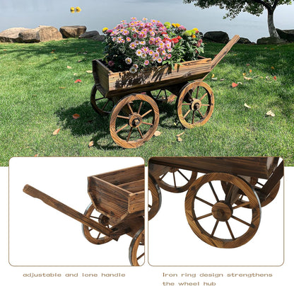 Garden Wooden Decor Rustic Flower Pot,Planters Wagon Indoor Outdoor Backyard Balcony Decor,for