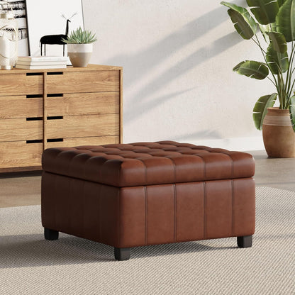 Christopher Knight Home Faux Leather Storage Ottoman Square Ottoman End of Bed Ottoman Cube for