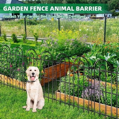 25 Panels Decorative Garden Fence, 32 in(H) X 50 ft(L) No Dig Dog Fence Outdoor for Yard, Rustproof