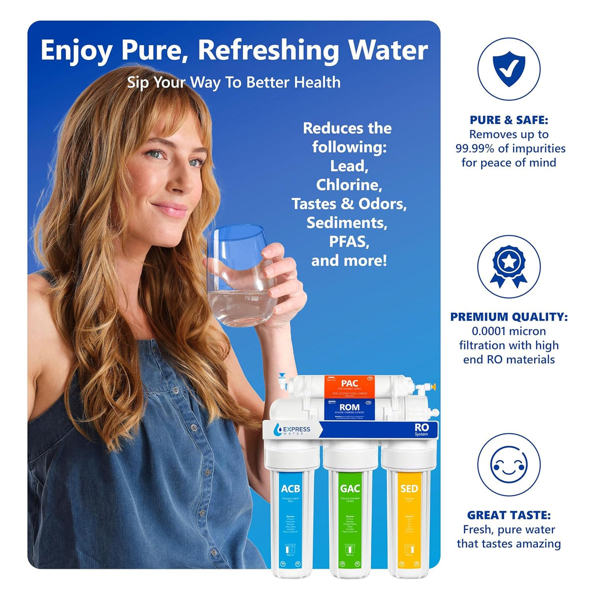 Express Water RO5DX Reverse Osmosis Filtration NSF Certified 5 Stage RO System with Faucet and Tank