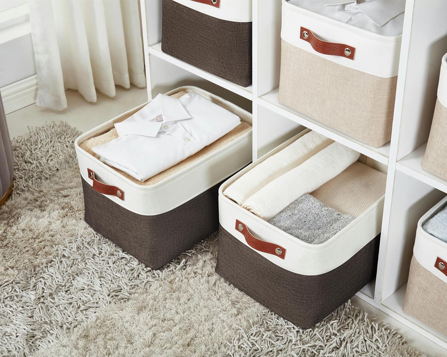 DECOMOMO Storage Baskets for Shelves - Fabric Closet Organizers and Storage Bins, Perfect Baskets