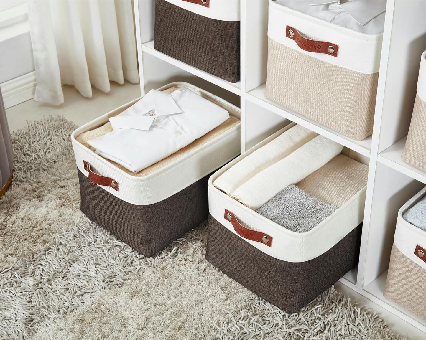 DECOMOMO Storage Bins Fabric Storage Baskets for Shelves, Linen Closet Organization Toys Nursery