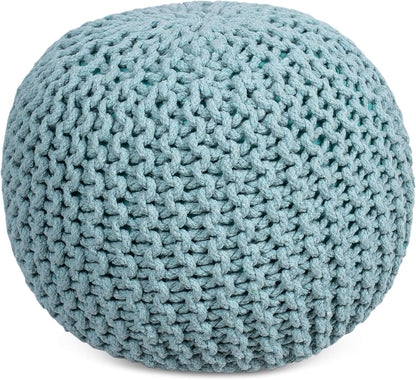 BIRDROCK HOME Round Pouf Ottoman | Cotton Braided Round Foot Stool | Bedroom and Living Room Poof |