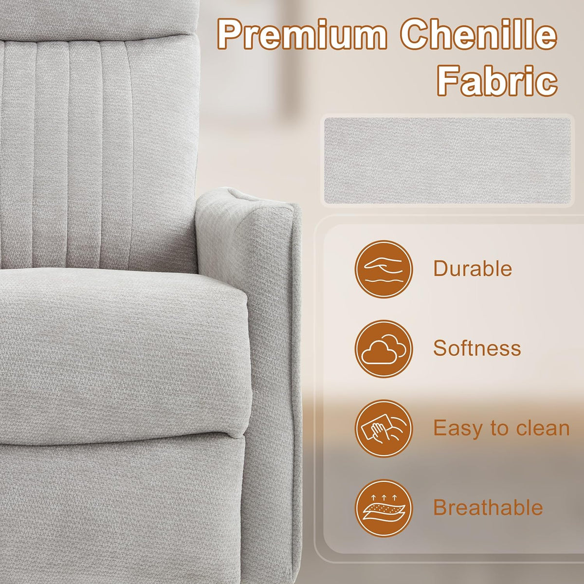 Manual Swivel Rocker Recliner Chair for Adults, Overstuffed Reclining Glider Chair for Nursing with