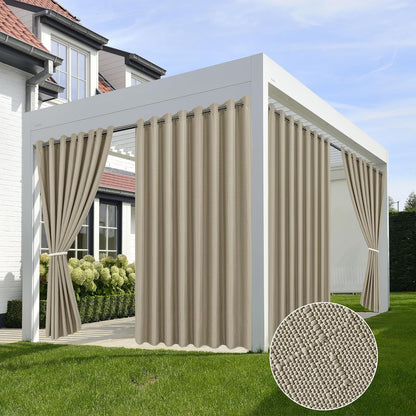 HolidayIdeas Linen Outdoor Curtains for Patio 4 Panels Waterproof Taupe Outside Curtains