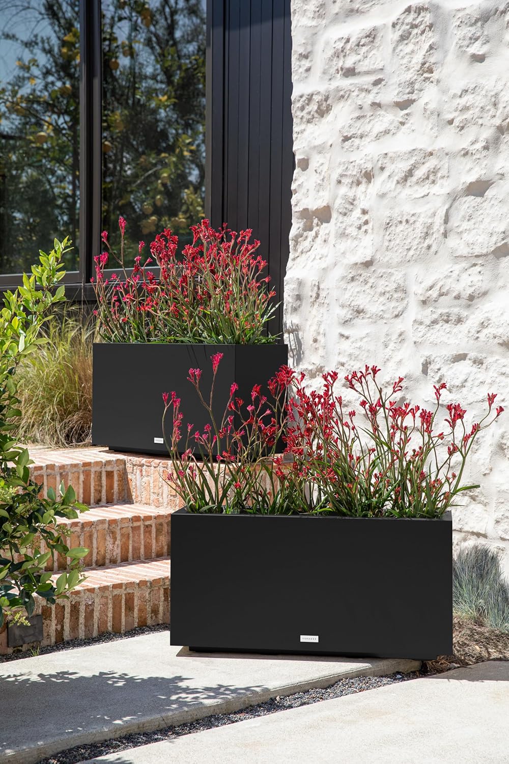 Veradek Block Series Long Box Planter - Large Rectangular Planter for Indoor or Outdoor Patio/Porch