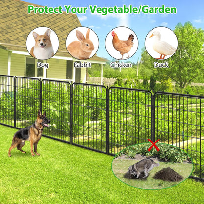 Black Metal Fencing Decorative Garden Fence with Gate 27ft(L) x 40in(H) Fence Panels No Dig Fence