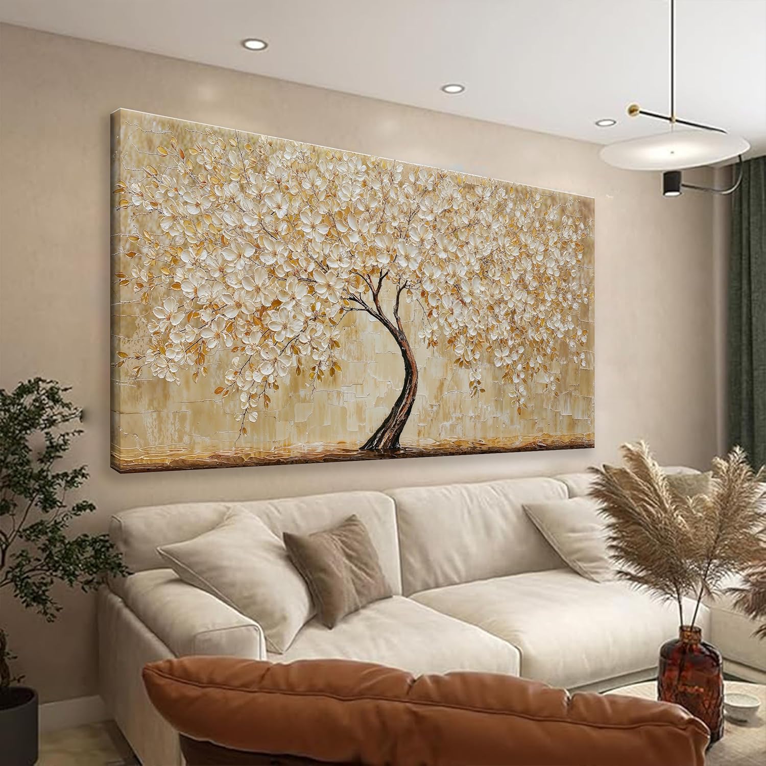 TAIJXAGSG Canvas Wall Art Decor Gold Tree Flower Wall Art Gold Tree Of Life Abstract Wall Decor