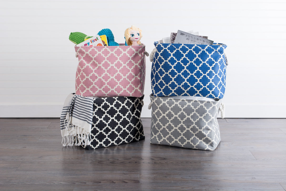 DII Polyester Container with Handles, Lattice Storage Bin, Medium, Rose