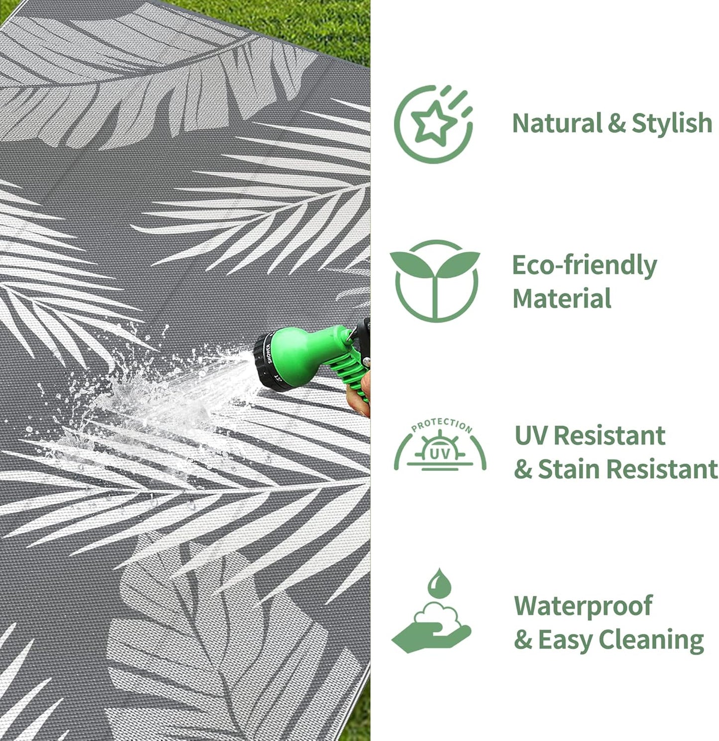 GENIMO Outdoor Rug 9' x 18' Waterproof for Patios Clearance, Reversible, Plastic Straw Camping Rug