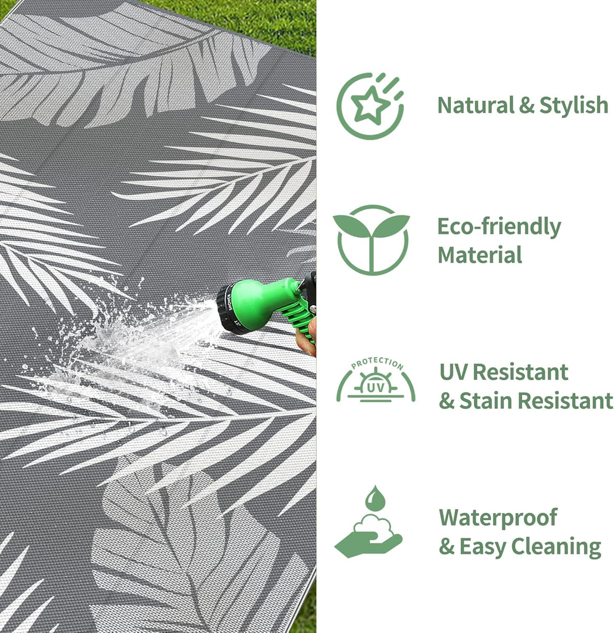 GENIMO Outdoor Rug 9' x 18' Waterproof for Patios Clearance, Reversible, Plastic Straw Camping Rug